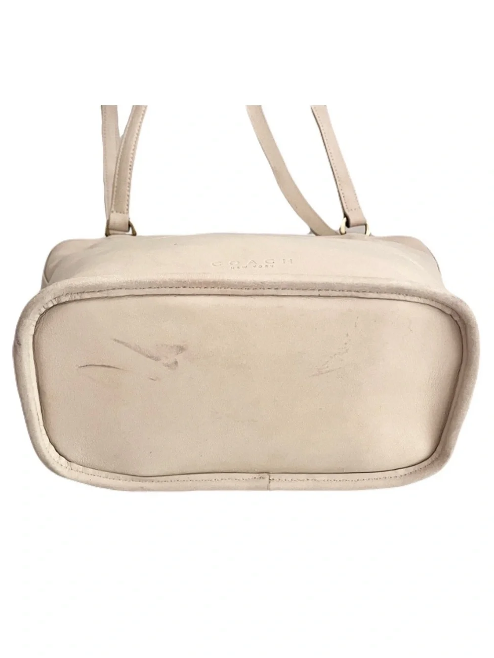 Vintage Coach Ivory Bone Leather ‘Tribeca’ 9098 Tote Bag